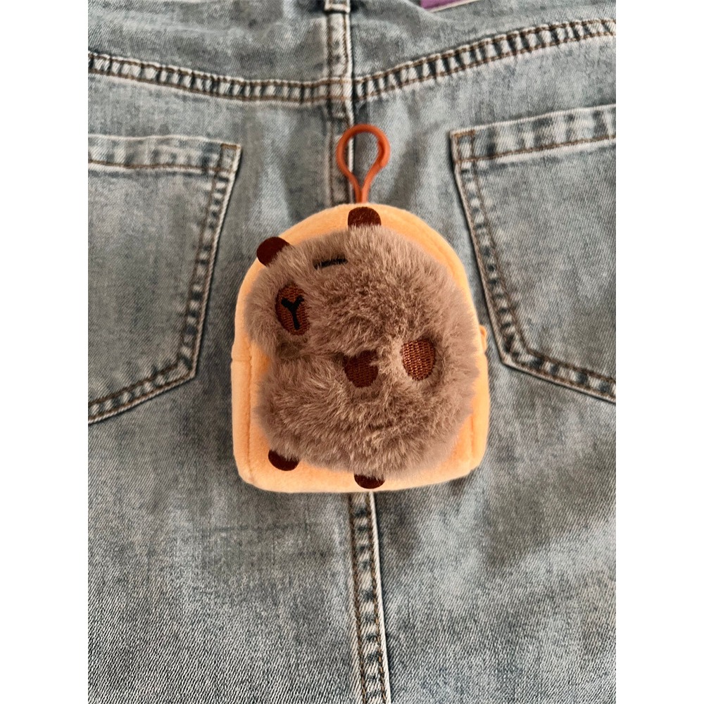 零錢包 水豚零錢包 卡皮巴拉零錢包 毛絨零錢包 卡皮巴拉 水豚 零錢包 包包掛飾 耳機包 交換禮物 小海狸毛絨拉鍊鑰匙包-細節圖6