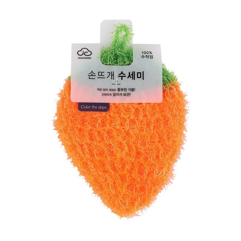 可愛草莓洗碗布 造型菜瓜布 草莓菜瓜布 洗碗巾 菜瓜布 韓國菜瓜布 洗碗布 絲光手勾 韓國洗碗巾 百潔布 不沾油碗刷鍋刷-規格圖7