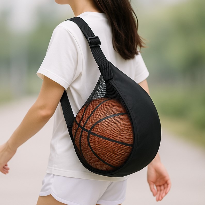 送涼感毛巾 籃球網袋 (無印刷)單肩斜背球袋 籃球袋 球袋 籃球包 籃球網袋 球袋籃球 透氣網袋 不含球 排球袋 足球袋-細節圖5