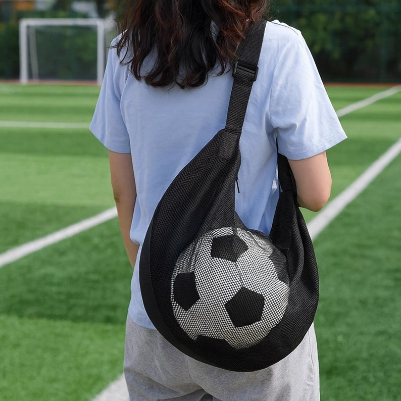 送涼感毛巾 籃球網袋 (無印刷)單肩斜背球袋 籃球袋 球袋 籃球包 籃球網袋 球袋籃球 透氣網袋 不含球 排球袋 足球袋-細節圖7