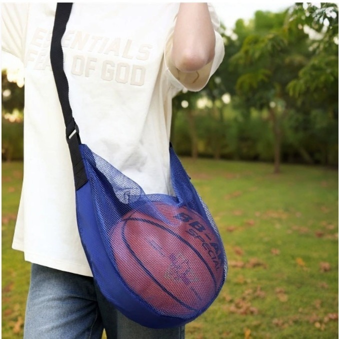 送涼感毛巾 籃球網袋 (無印刷)單肩斜背球袋 籃球袋 球袋 籃球包 籃球網袋 球袋籃球 透氣網袋 不含球 排球袋 足球袋-規格圖8