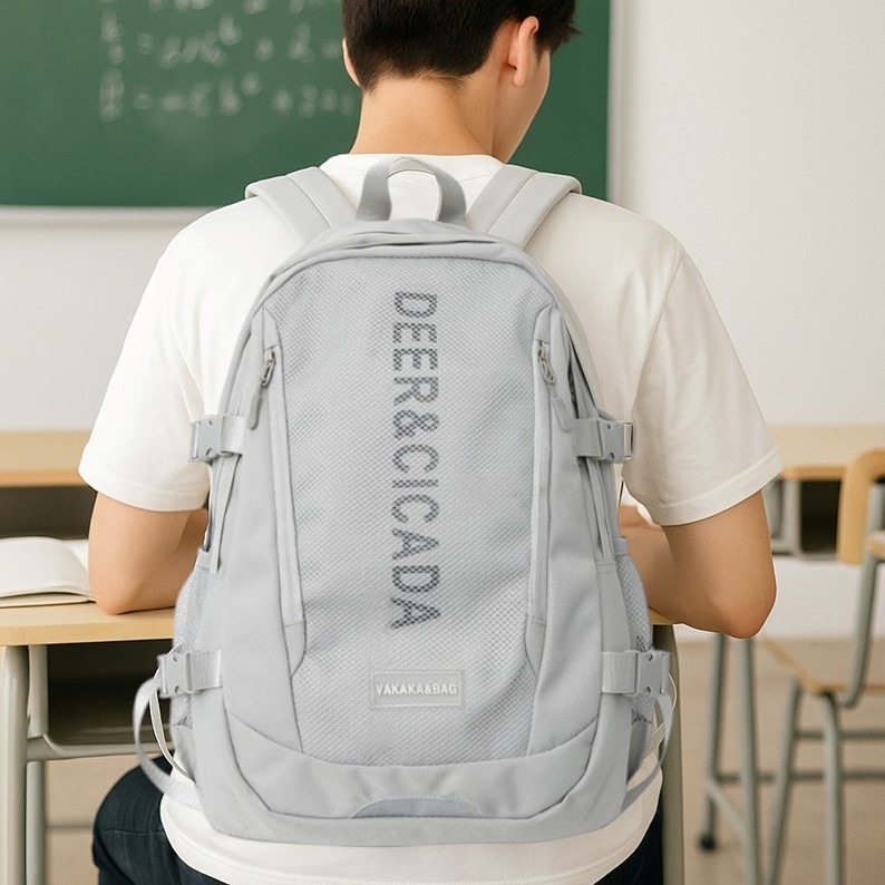 雙肩包 日系ins原宿書包女復古工裝學生大容量校園雙肩包旅行背包百搭男潮ins校園風防水背包韓系大學生背包-細節圖5