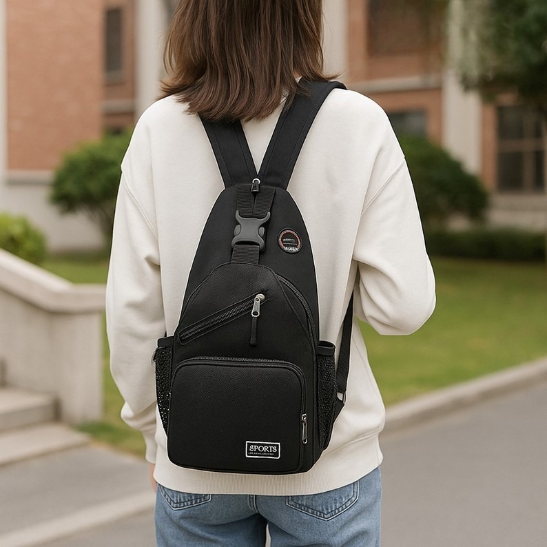 現貨 多功能運動胸包 兩用胸包 雙肩包 大容量胸包 雙肩斜背 運動機能包 超輕量胸包 防潑水胸前包 斜跨包男 胸包-細節圖6