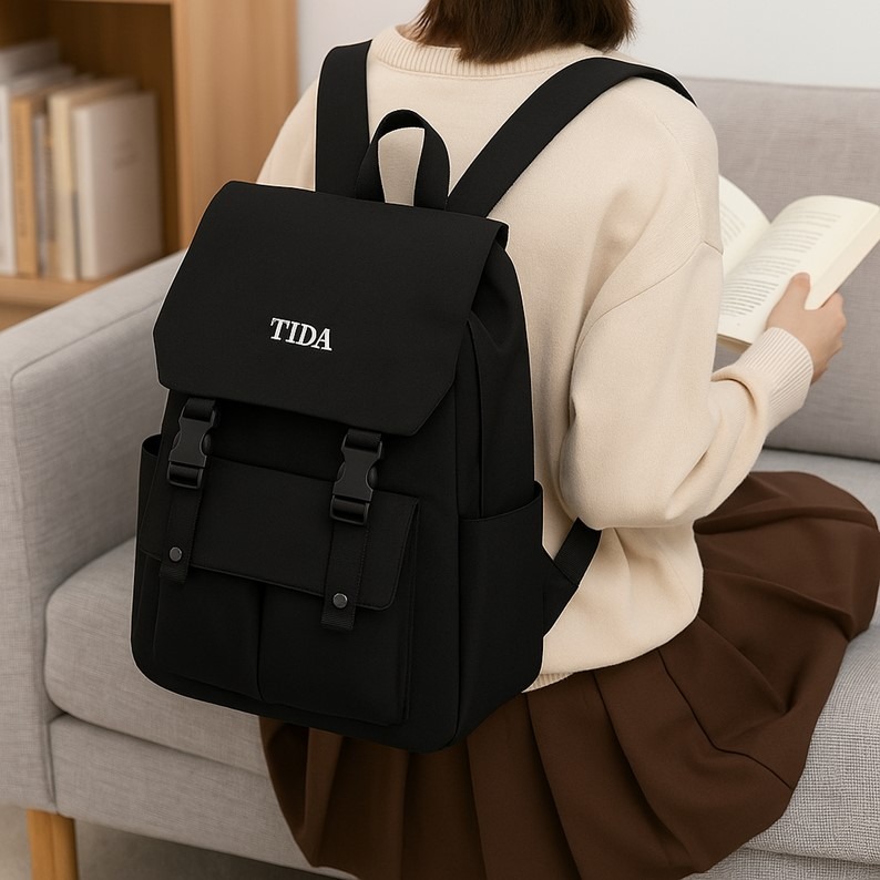 文青尼龍後背包 日系校園風 大容量防水 可手提後背 減壓雙肩帶 上課補習出遊必備 高中大學生適用 戶外教-細節圖5