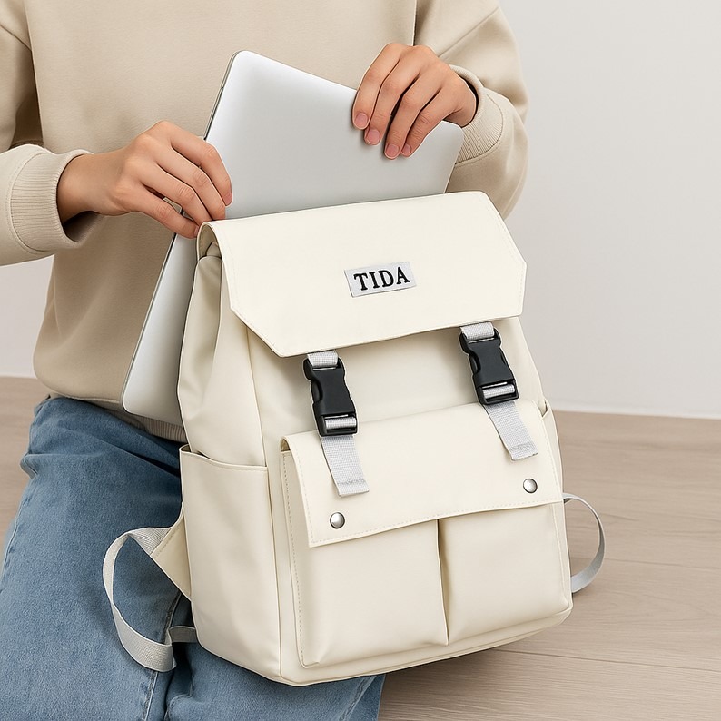 文青尼龍後背包 日系校園風 大容量防水 可手提後背 減壓雙肩帶 上課補習出遊必備 高中大學生適用 戶外教-細節圖6