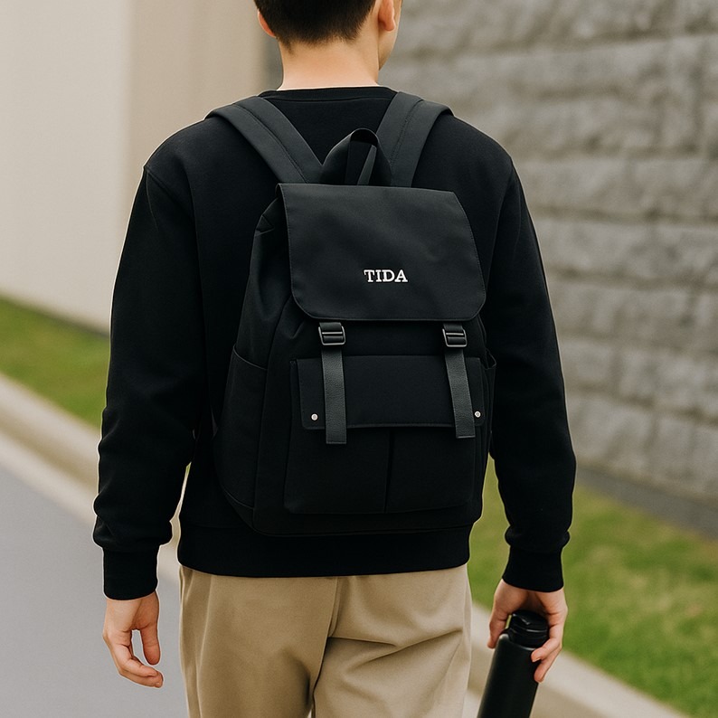 文青尼龍後背包 日系校園風 大容量防水 可手提後背 減壓雙肩帶 上課補習出遊必備 高中大學生適用 戶外教-細節圖8