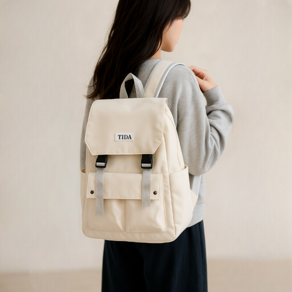 文青尼龍後背包 日系校園風 大容量防水 可手提後背 減壓雙肩帶 上課補習出遊必備 高中大學生適用 戶外教-細節圖10