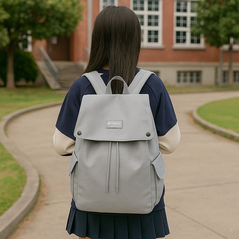 文青尼龍後背包 日系校園風 大容量防水 可手提後背 輕盈耐背減壓雙肩帶 上課補習出遊必備 高中大學生適用-細節圖6