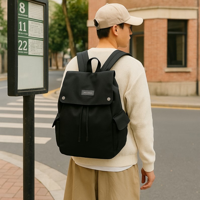 文青尼龍後背包 日系校園風 大容量防水 可手提後背 輕盈耐背減壓雙肩帶 上課補習出遊必備 高中大學生適用-細節圖7