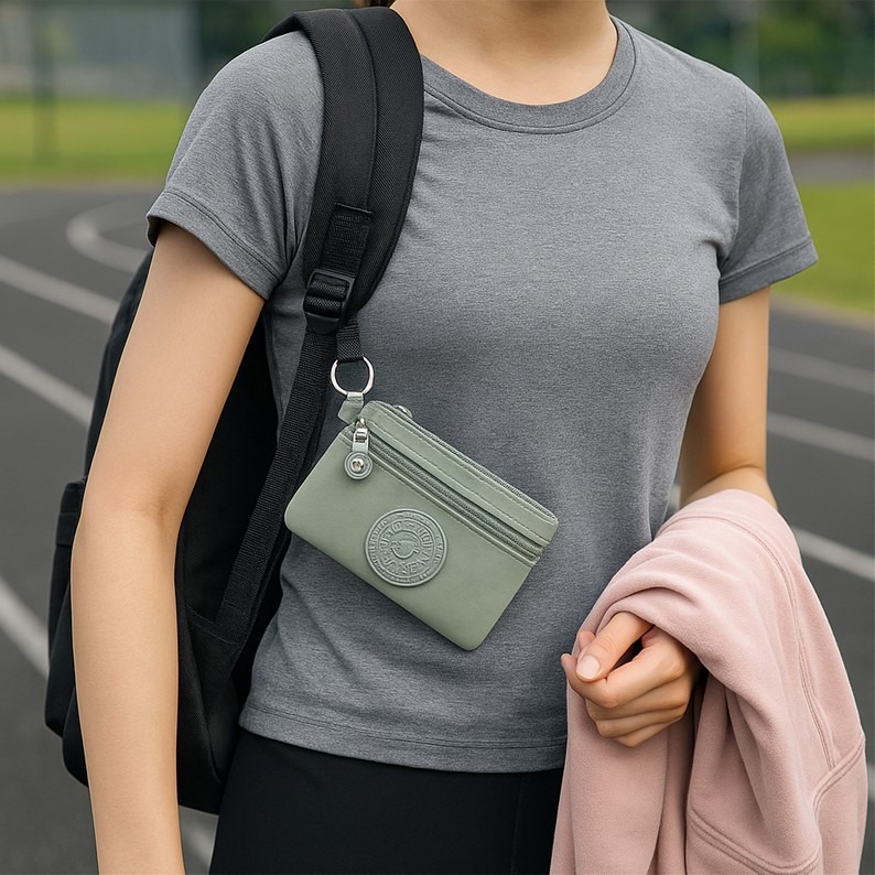 防水尼龍零錢包 大小款可選 輕薄貼身雙層收納 附手腕帶可掛背包 出國旅行逛街 媽媽日常外出 雨天不怕-細節圖7