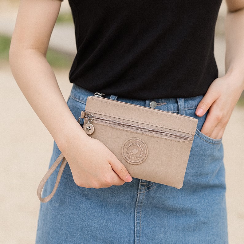 防水尼龍零錢包 大小款可選 輕薄貼身雙層收納 附手腕帶可掛背包 出國旅行逛街 媽媽日常外出 雨天不怕-細節圖8