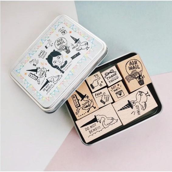 Bon Bon stickers 邦妮 鐵盒印章-鵝阿尖信差 (8枚入)-細節圖2