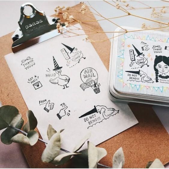 Bon Bon stickers 邦妮 鐵盒印章-鵝阿尖信差 (8枚入)-細節圖4