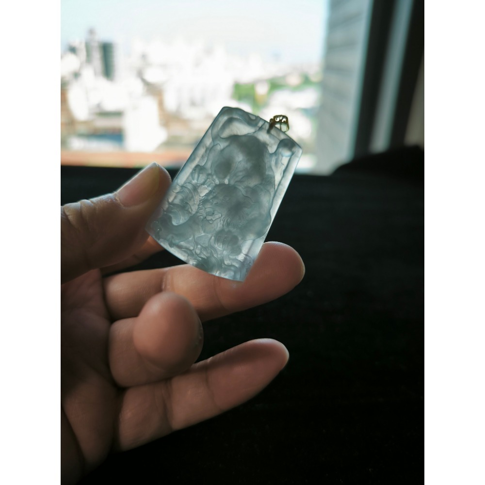 【天然緬甸A貨翡翠｜冰玻種淡紫羅蘭 下山虎】附台灣證書＋陸檢證書＋收藏盒＋18K金扣頭-細節圖4