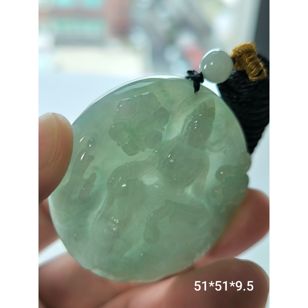 天然緬甸A貨翡翠 糯冰芙蓉 鐲心料 自在觀音 求佛問道 附證書-細節圖5