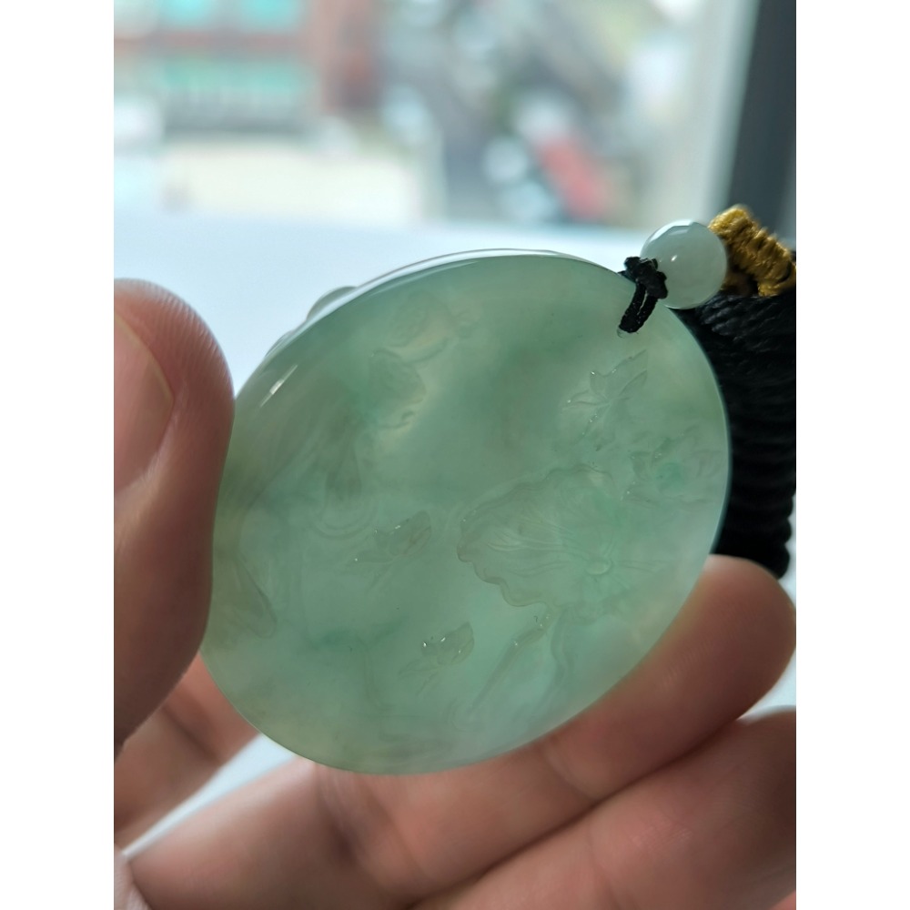 天然緬甸A貨翡翠 糯冰芙蓉 鐲心料 自在觀音 求佛問道 附證書-細節圖6