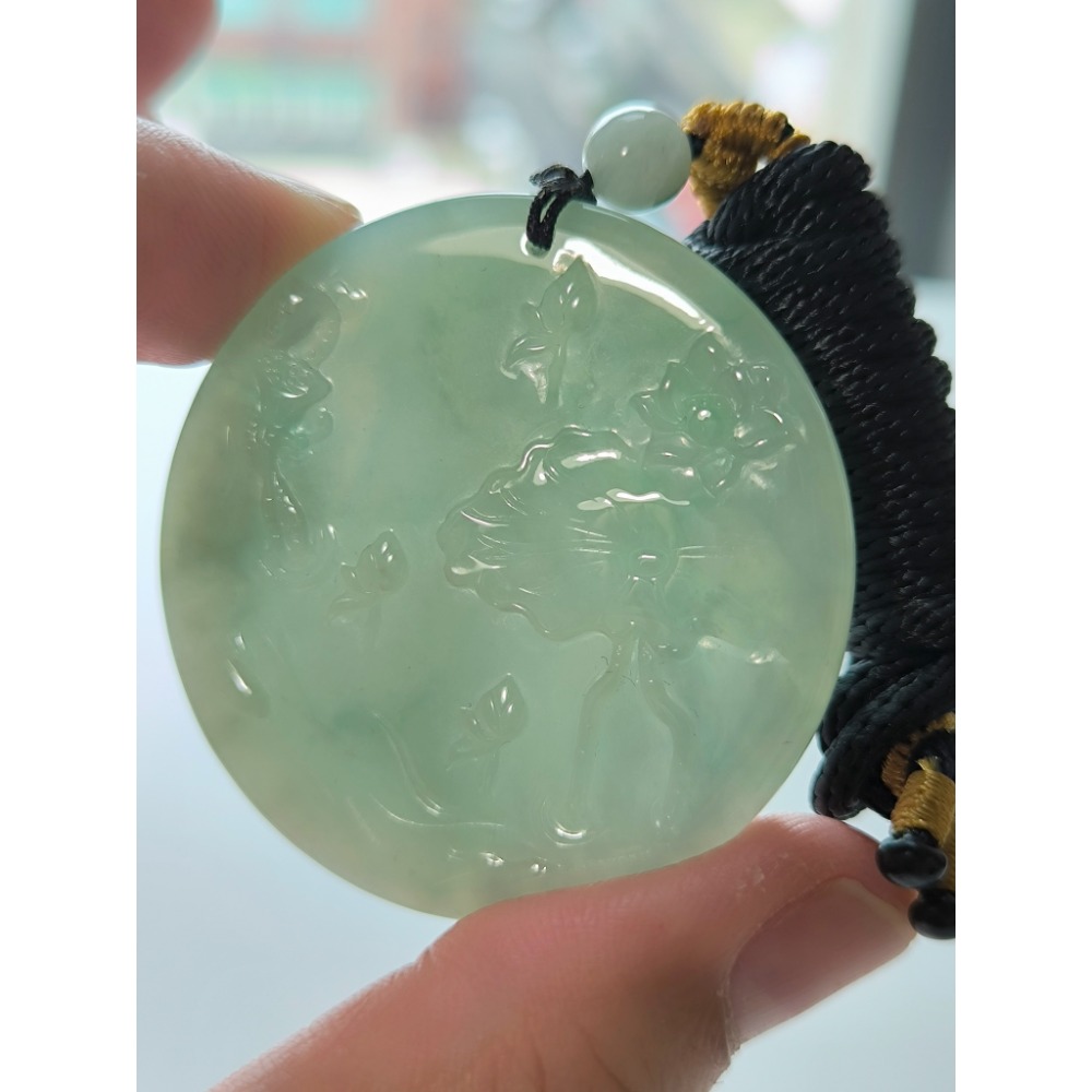 天然緬甸A貨翡翠 糯冰芙蓉 鐲心料 自在觀音 求佛問道 附證書-細節圖7
