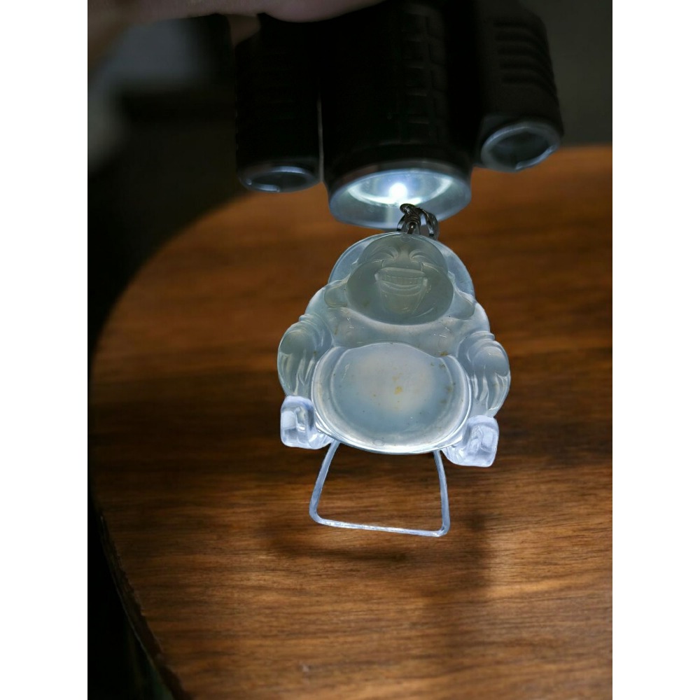 天然緬甸A貨翡翠 冰玻種 精品佛公 肚裡藏金 附證書-細節圖3