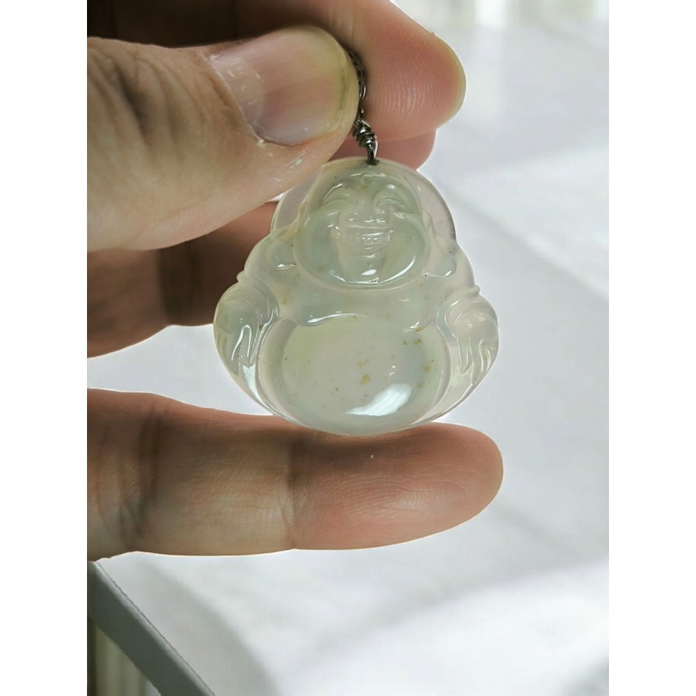 天然緬甸A貨翡翠 冰玻種 精品佛公 肚裡藏金 附證書-細節圖7