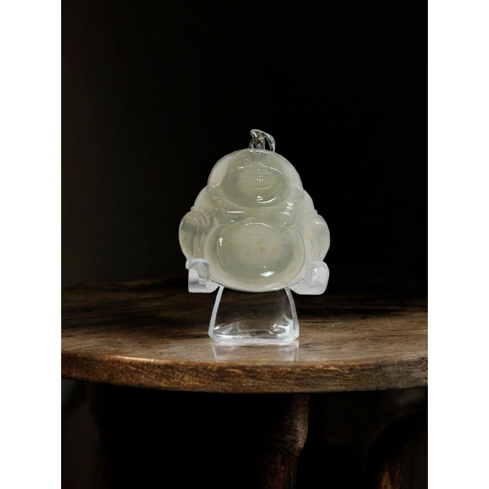 天然緬甸A貨翡翠 冰玻種 精品佛公 肚裡藏金 附證書-細節圖9