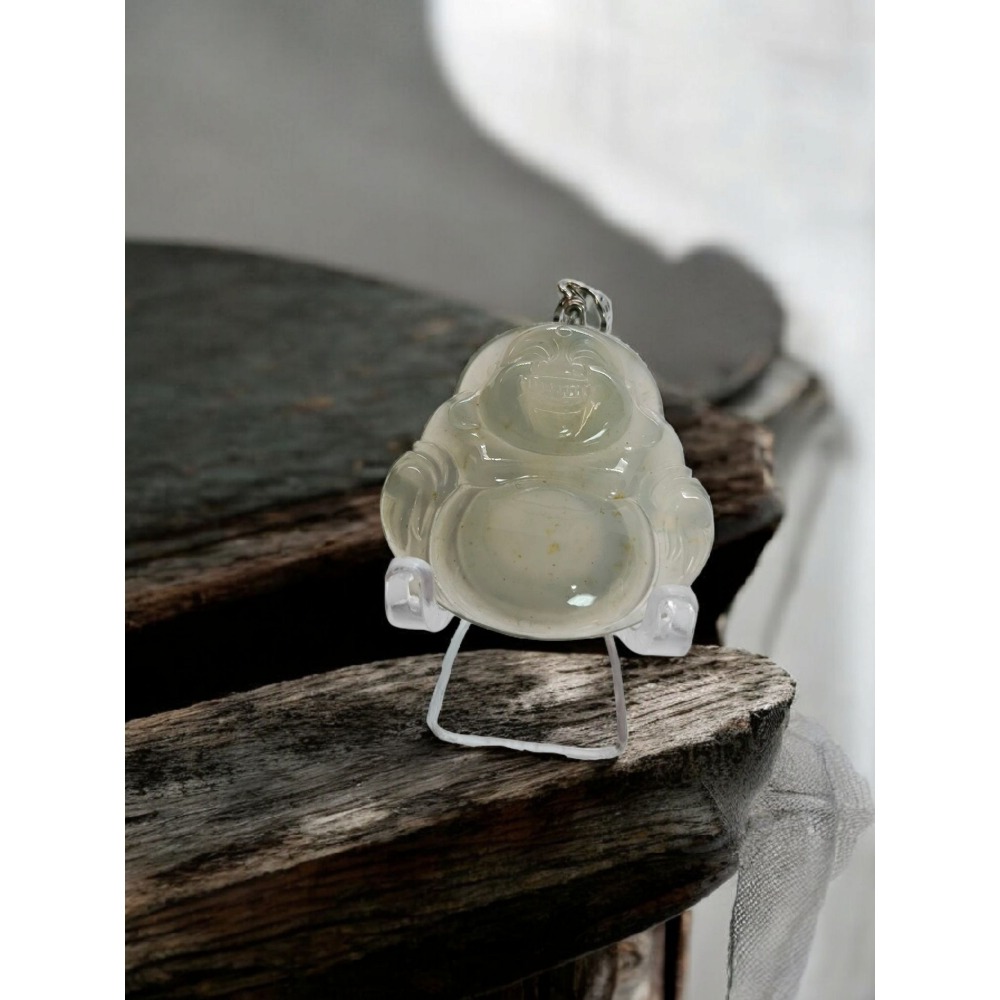 天然緬甸A貨翡翠 冰玻種 精品佛公 肚裡藏金 附證書-細節圖11