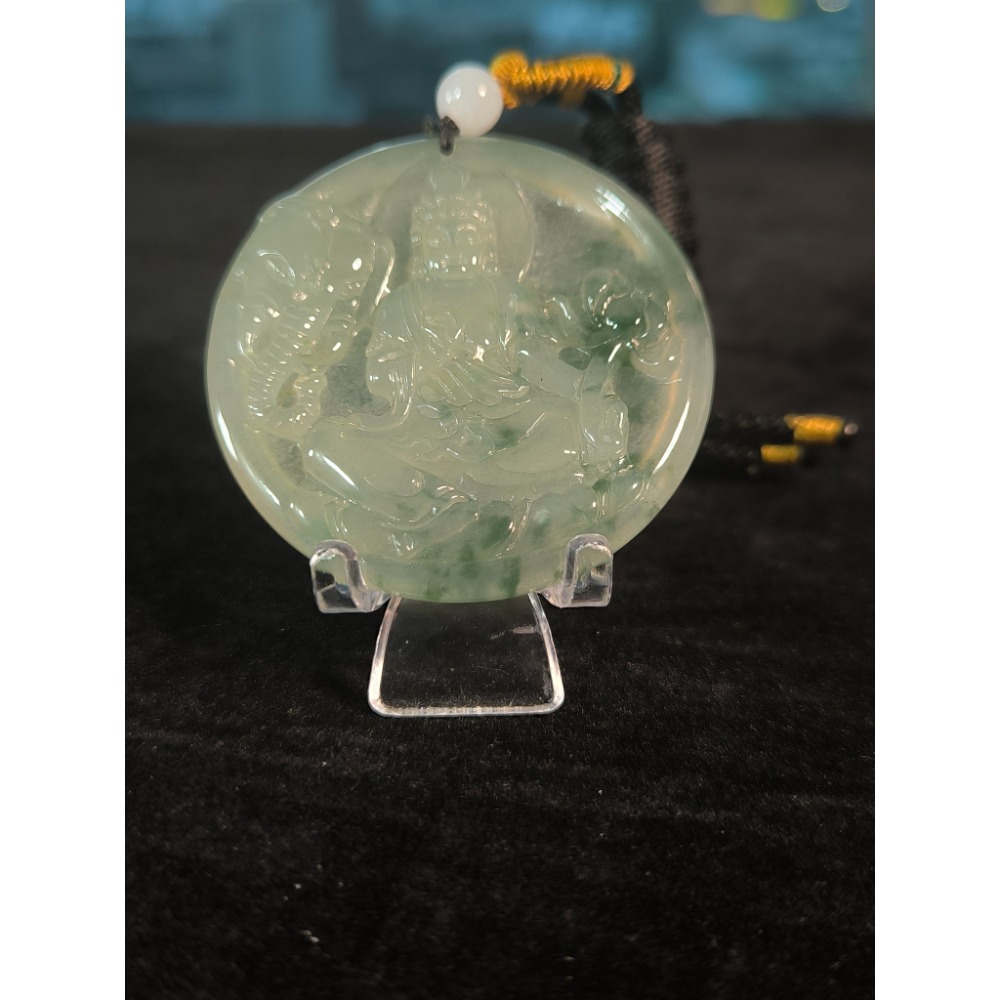 天然緬甸A貨翡翠 冰種飄花 普賢菩薩 鐲心料 種老肉細 附證書-細節圖6