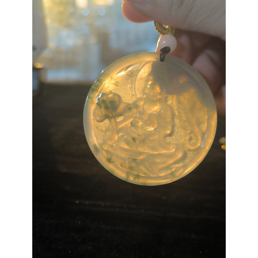 天然緬甸A貨翡翠 冰種飄花 普賢菩薩 鐲心料 種老肉細 附證書-細節圖8