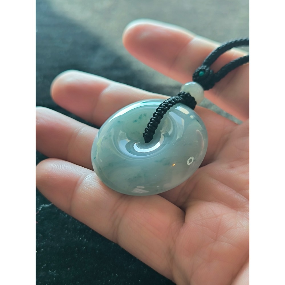天然緬甸A貨翡翠 糯冰飄花 肥厚平安扣 種老肉細 珠圓玉潤 附證書 專屬收藏木盒-細節圖4