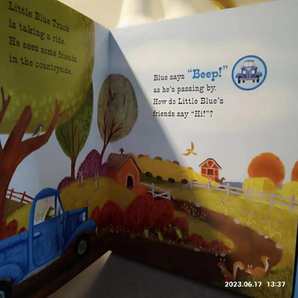 現貨🍀英文硬頁發聲書🍀What Do You Say, Little Blue Truck【Sound Book】缺書店-細節圖2