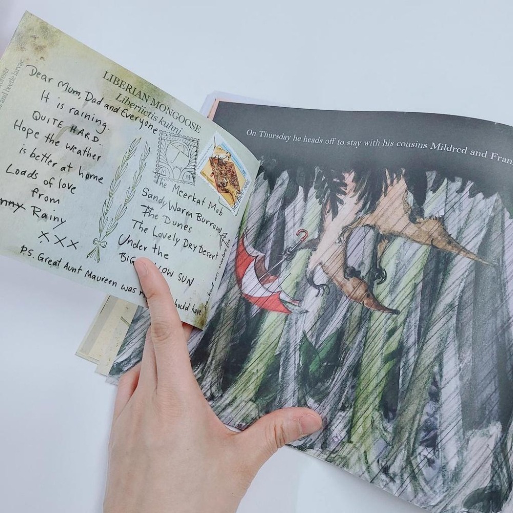 平裝英文繪本Meerkat Mail 內有翻翻頁小機關🍀Emily Gravett🍀廖彩杏老師推薦🍀缺書店-細節圖2