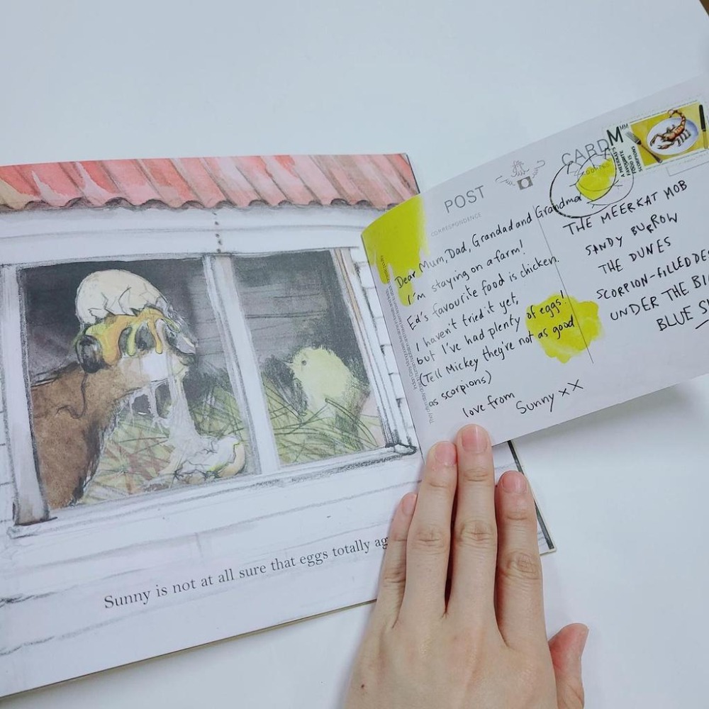 平裝英文繪本Meerkat Mail 內有翻翻頁小機關🍀Emily Gravett🍀廖彩杏老師推薦🍀缺書店-細節圖4