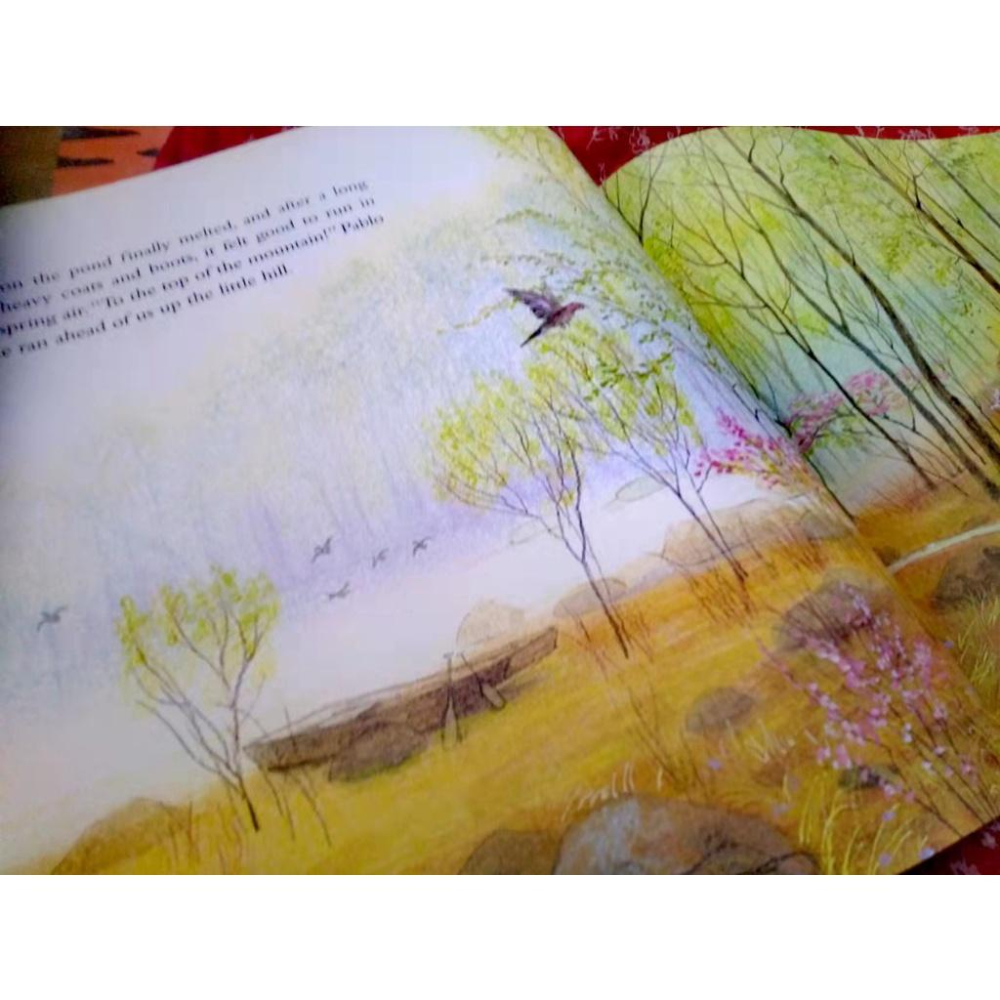 【折扣書】🍀精裝英文繪本Pond🍀Paula Wiseman🍀溫暖柔和的色鉛和水墨插畫展現迷人的池塘四季自然風光-細節圖2