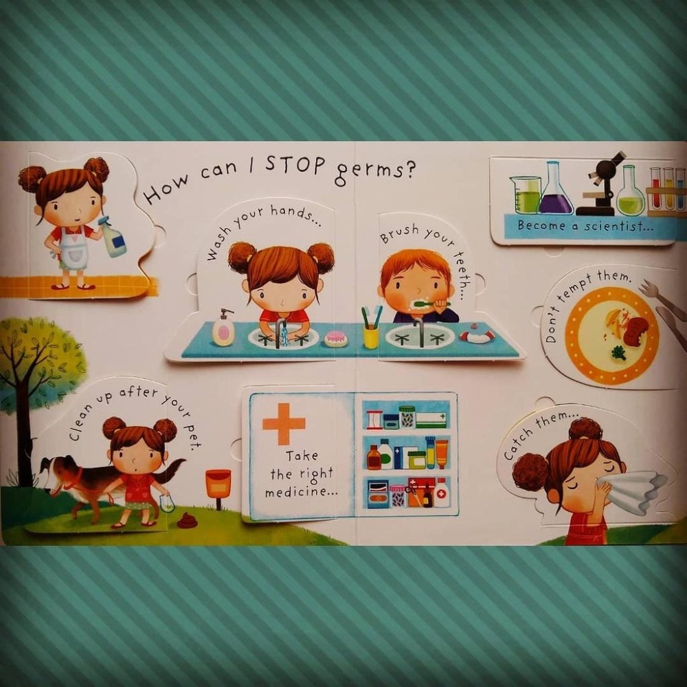 Usborne硬頁立體翻翻書Questions and Answers: What are the Germs🍀缺書店-細節圖2