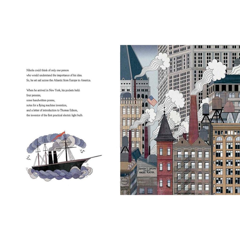 精裝英文傳記繪本A Life Electric交流電之父—特斯拉🍀西班牙女插畫家Julia Sarda 🍀缺書店-細節圖6