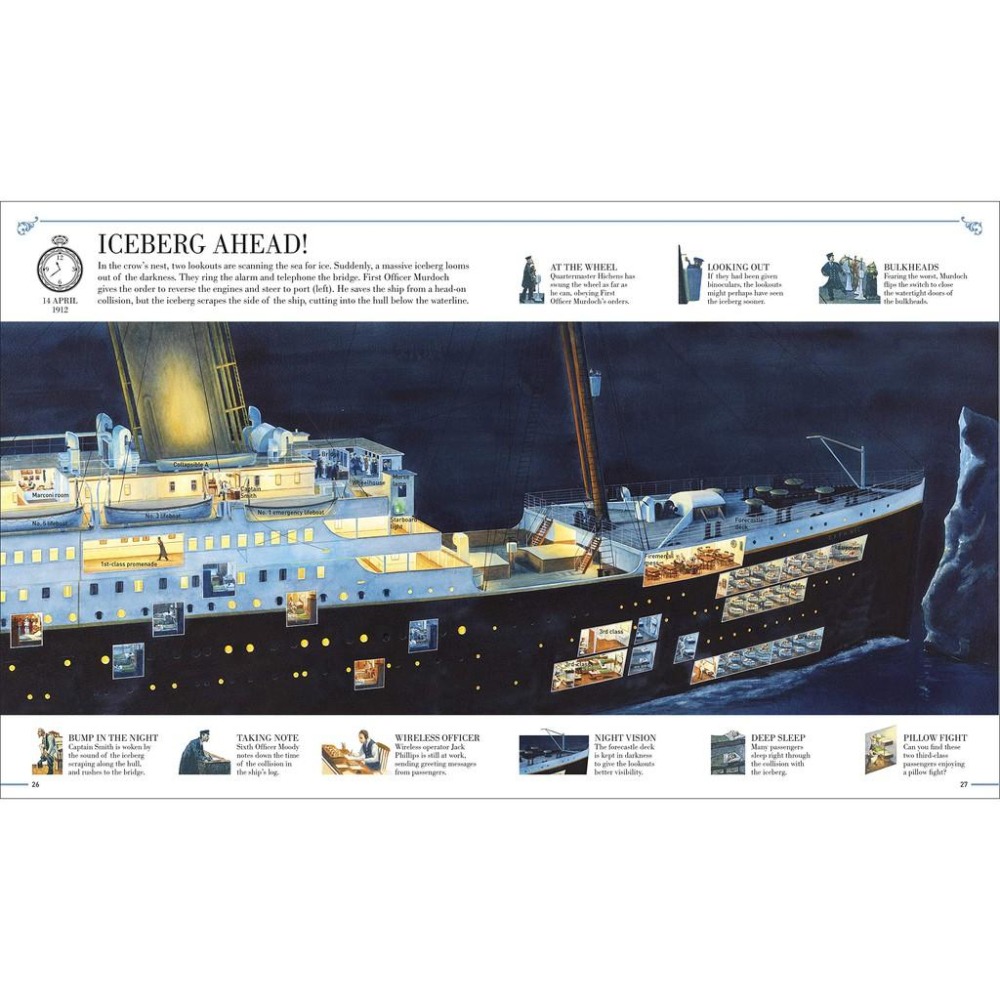 現貨🍀DK精裝Story of the Titanic 🍀Steve Noon繪制12 幅美麗而獨特帶有剖面圖的插圖-細節圖9