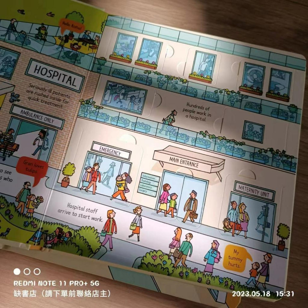 現貨🍀Usborne英文硬頁翻翻書Look Inside A Hospital🍀【缺書店】-細節圖2