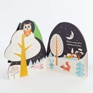 缺書店🍀英文啟蒙繪本🍀A Forest＇s Seasons🍀森林四季可愛造型硬頁書-細節圖2