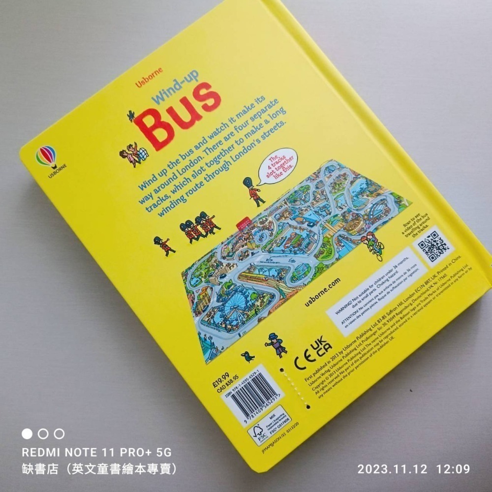 英國Usborne發條雙層巴士跑跑遊戲書🍀 Wind-up Bus🍀4個倫敦街景可拆組🍀缺書店-細節圖2