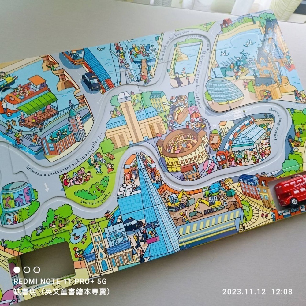英國Usborne發條雙層巴士跑跑遊戲書🍀 Wind-up Bus🍀4個倫敦街景可拆組🍀缺書店-細節圖4