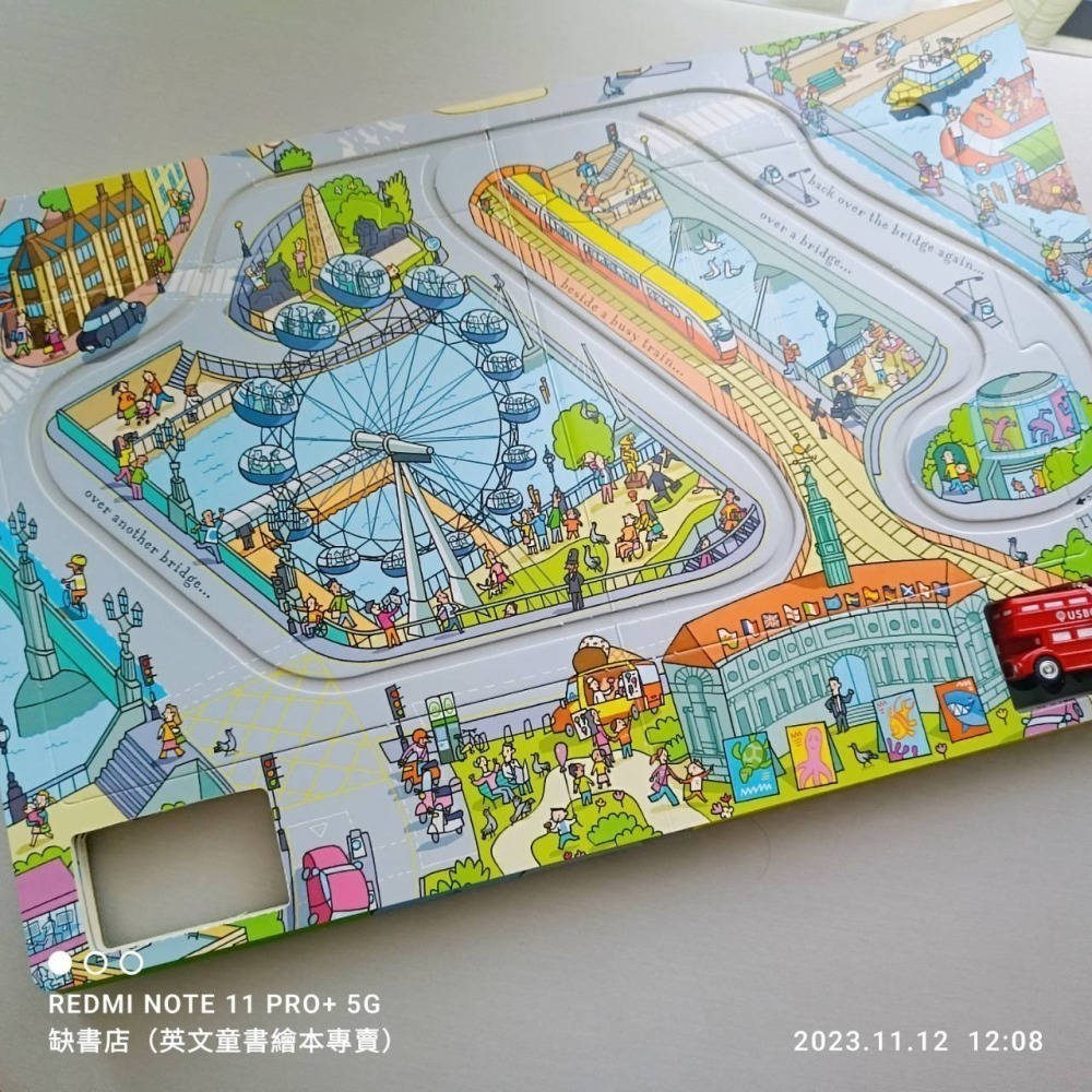 英國Usborne發條雙層巴士跑跑遊戲書🍀 Wind-up Bus🍀4個倫敦街景可拆組🍀缺書店-細節圖5