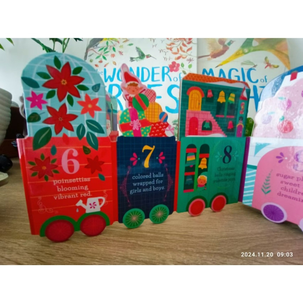 塑封英文硬頁操作書Christmas Train 長142公分聖誕火車+1-20計數色彩明亮造型插畫可愛🍀缺書店-細節圖4