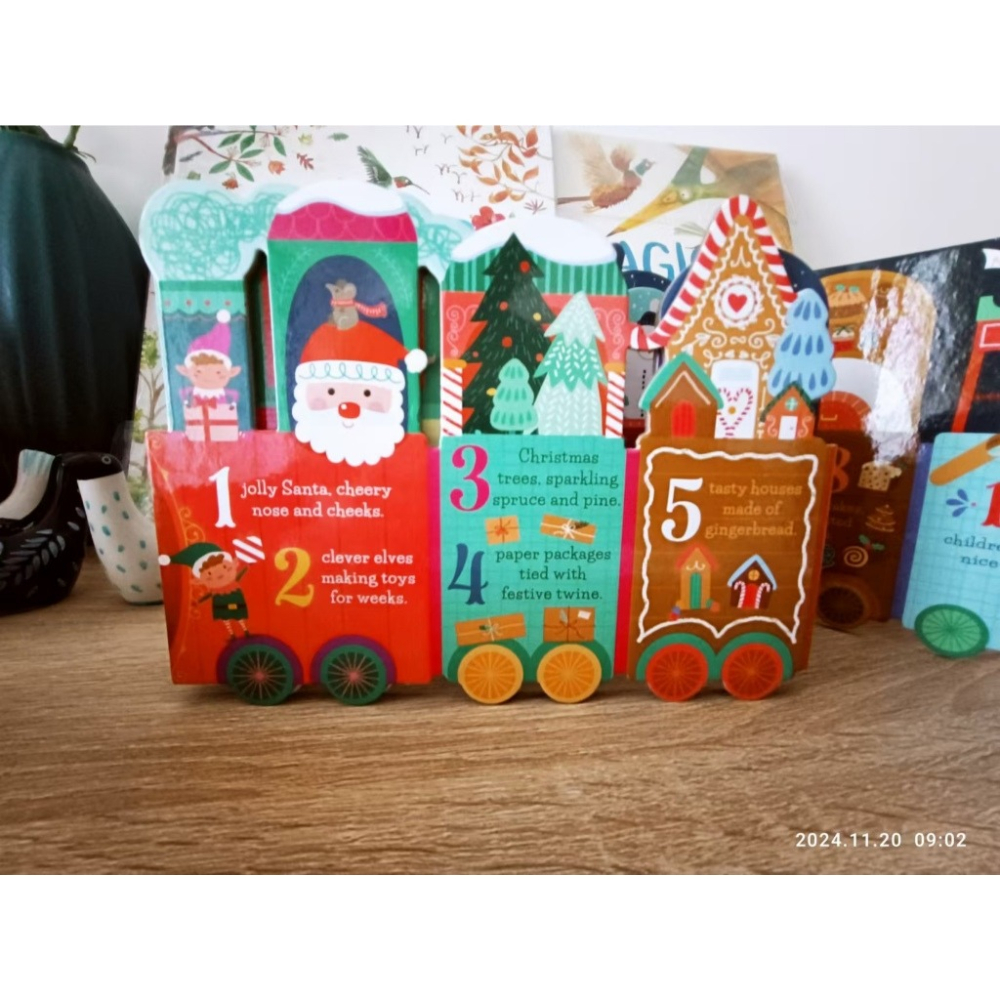 塑封英文硬頁操作書Christmas Train 長142公分聖誕火車+1-20計數色彩明亮造型插畫可愛🍀缺書店-細節圖5