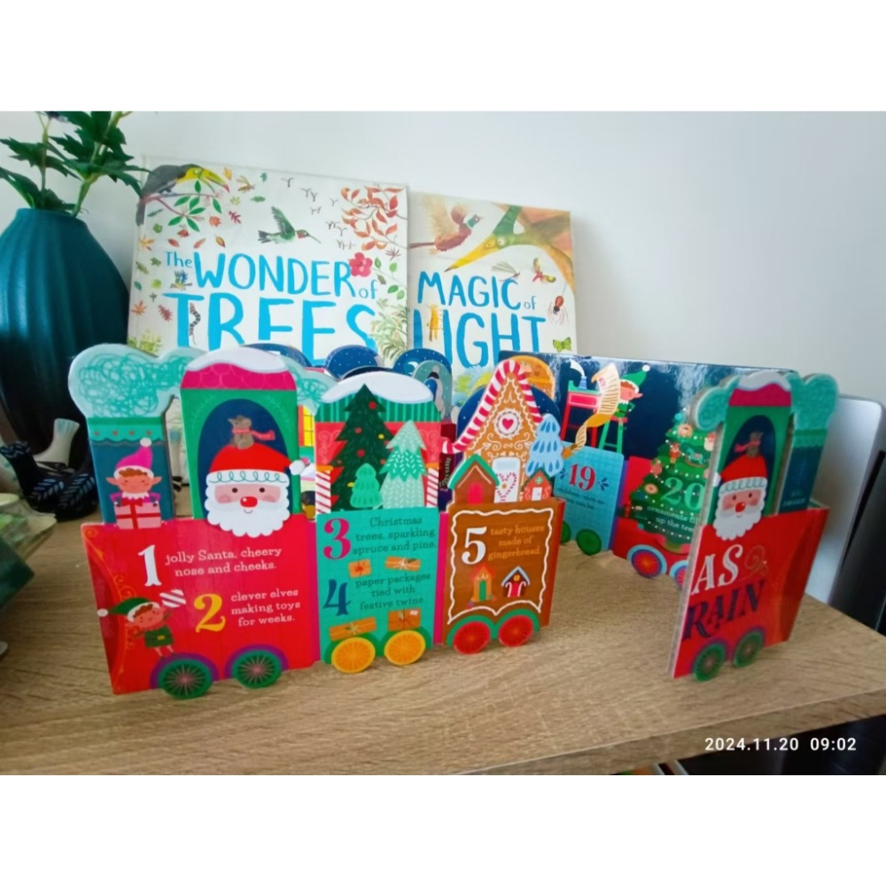 塑封英文硬頁操作書Christmas Train 長142公分聖誕火車+1-20計數色彩明亮造型插畫可愛🍀缺書店-細節圖7