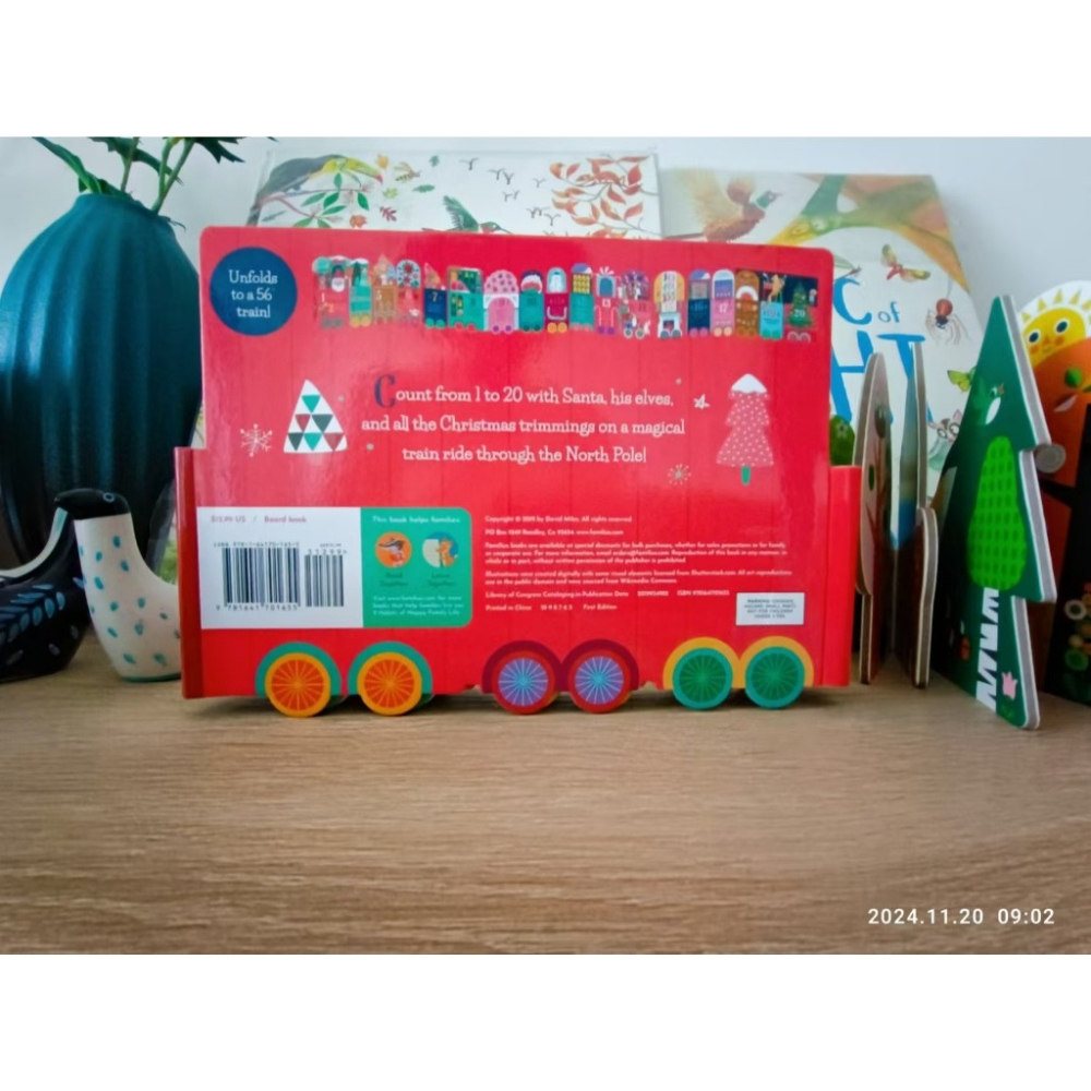 塑封英文硬頁操作書Christmas Train 長142公分聖誕火車+1-20計數色彩明亮造型插畫可愛🍀缺書店-細節圖8