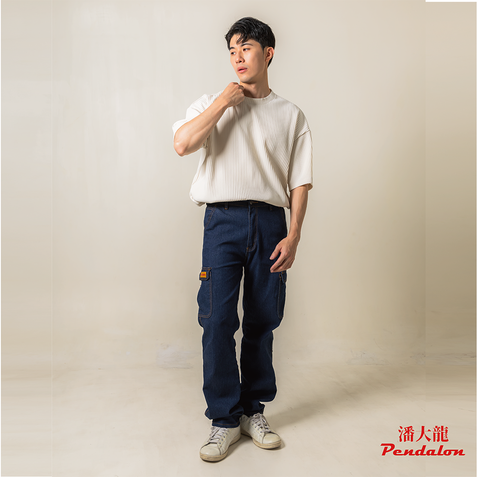 <潘大龍>男款彈性多口袋牛仔工作褲 28-50吋加大尺碼 /工作褲/ YKK拉鍊 / 耐磨車縫加強/工裝風格-細節圖3