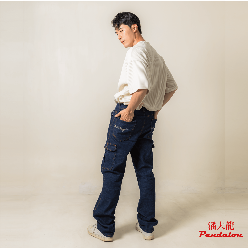 <潘大龍>男款彈性多口袋牛仔工作褲 28-50吋加大尺碼 /工作褲/ YKK拉鍊 / 耐磨車縫加強/工裝風格-細節圖5