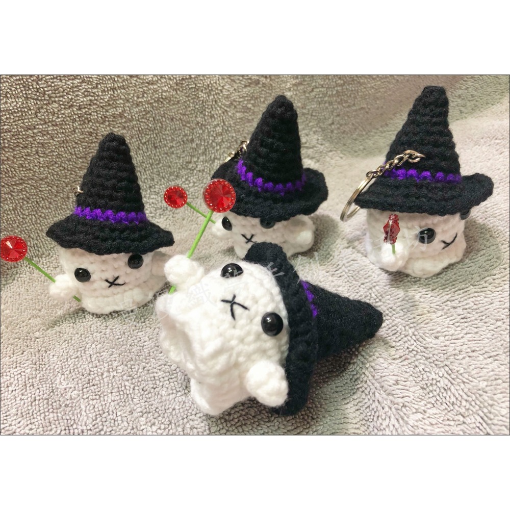 魔法 白幽靈 成品 『漫漫織夢』 小幽靈 萬聖節 精靈 巫婆 吊飾 掛飾 包包掛件 鑰匙圈-細節圖2