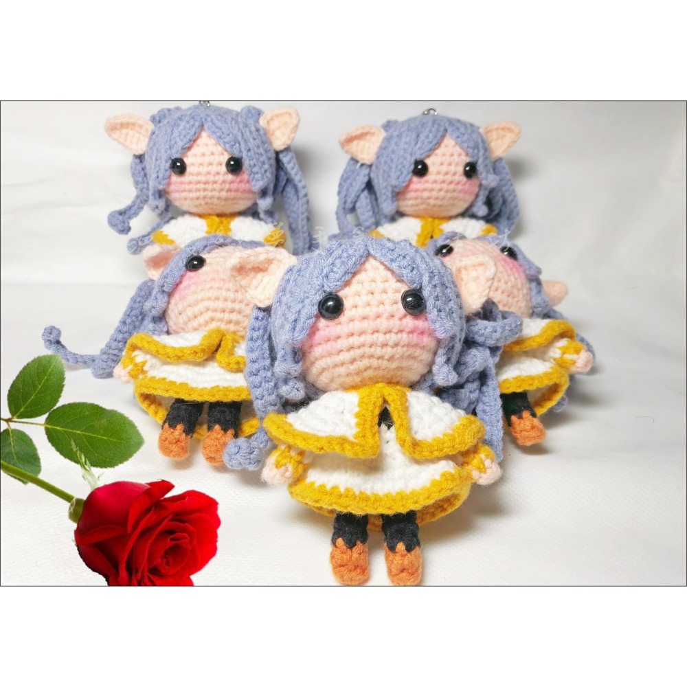 芙莉蓮 成品 葬送的 『漫漫織夢』 動漫 手創 毛線 編織 創意 鑰匙圈 吊飾 包包掛飾-細節圖2
