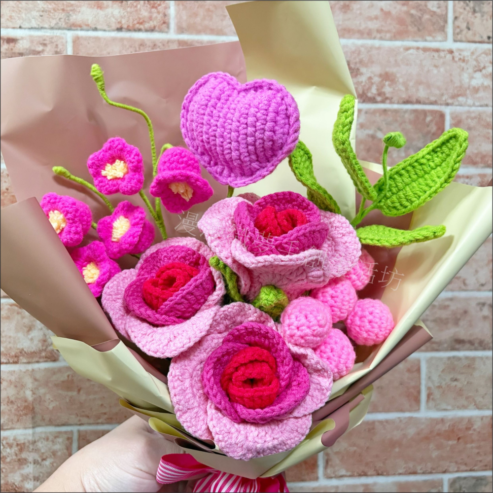 花束 成品 『漫漫織夢』 教師節 畢業禮 生日花束 交換禮物 永生 人造花 手工花 手織花 毛線花束 手工編織-細節圖3
