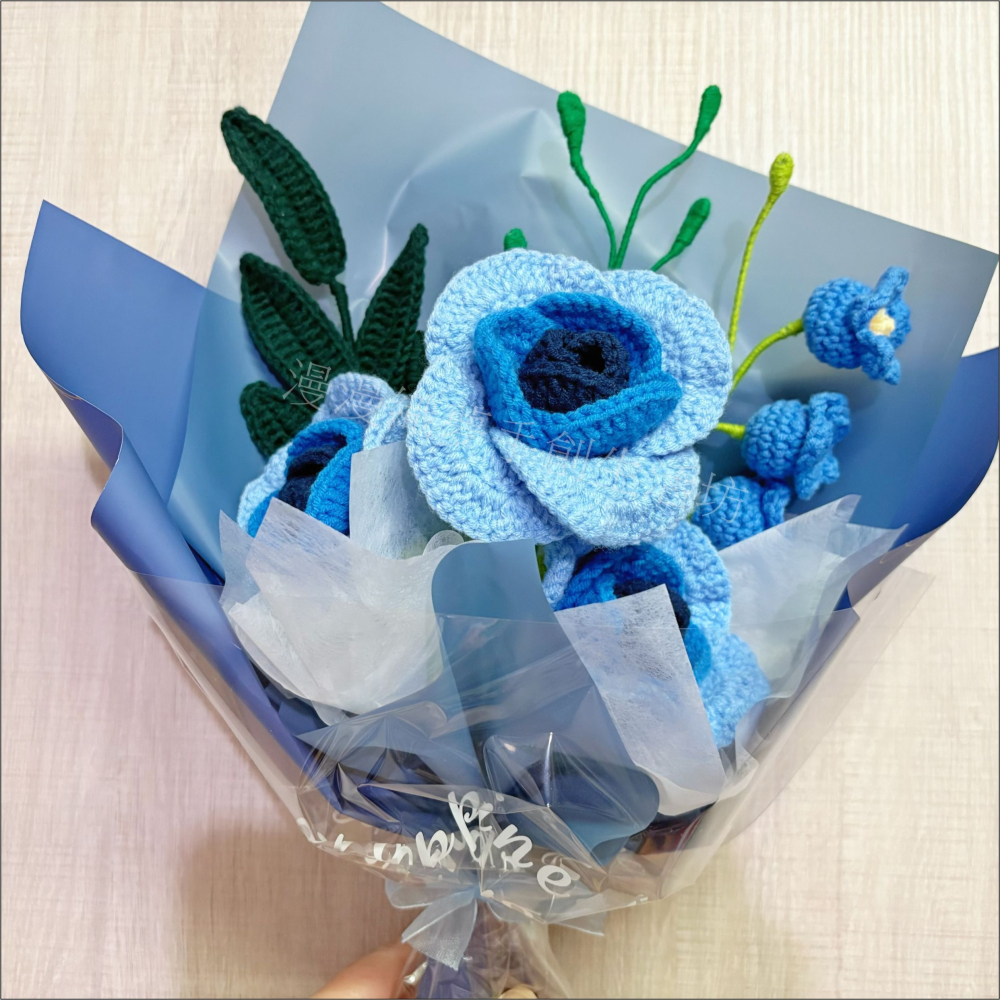 花束 成品 『漫漫織夢』 教師節 畢業禮 生日花束 交換禮物 永生 人造花 手工花 手織花 毛線花束 手工編織-細節圖5